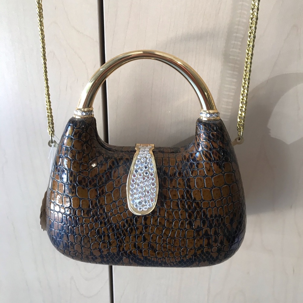 PRICE DROP Snake print jeweled evening clutch